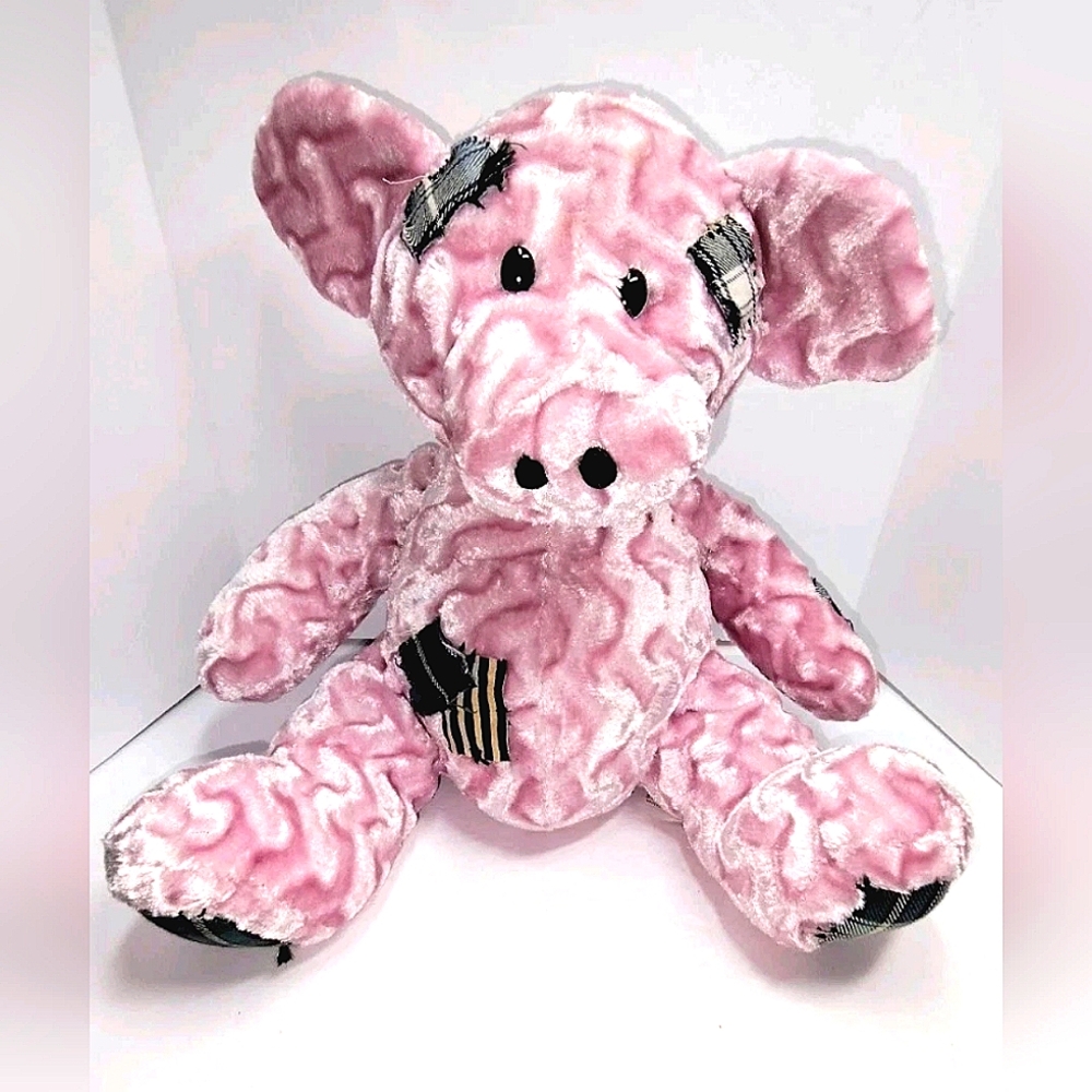 Fiesta Pink Pig Plush 11" Sitting Stuffed Animal with Black & White Patches